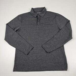 01.ALGO Polo Shirt Mens Small Gray Long Sleeve Performance Quick Dry Golf